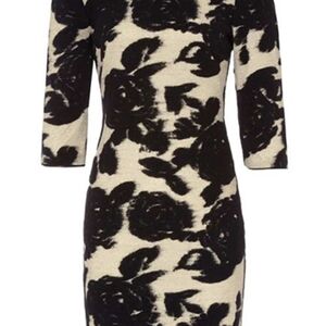 Black and Cream Off the Shoulder Bodycon Dress